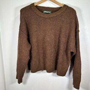 VTG American Eagle Sweater Womens L Brown Wool Blend Chunky Knit Pullover Winter